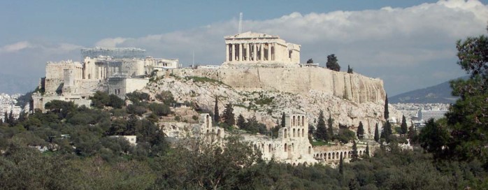 Athen: Blick vom Filopappou-Hgel auf die Akropolis