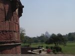 Agra: Blick vom Fort auf das Taj Mahal, einige hundert Meter weiter am Yamuna-Fluss